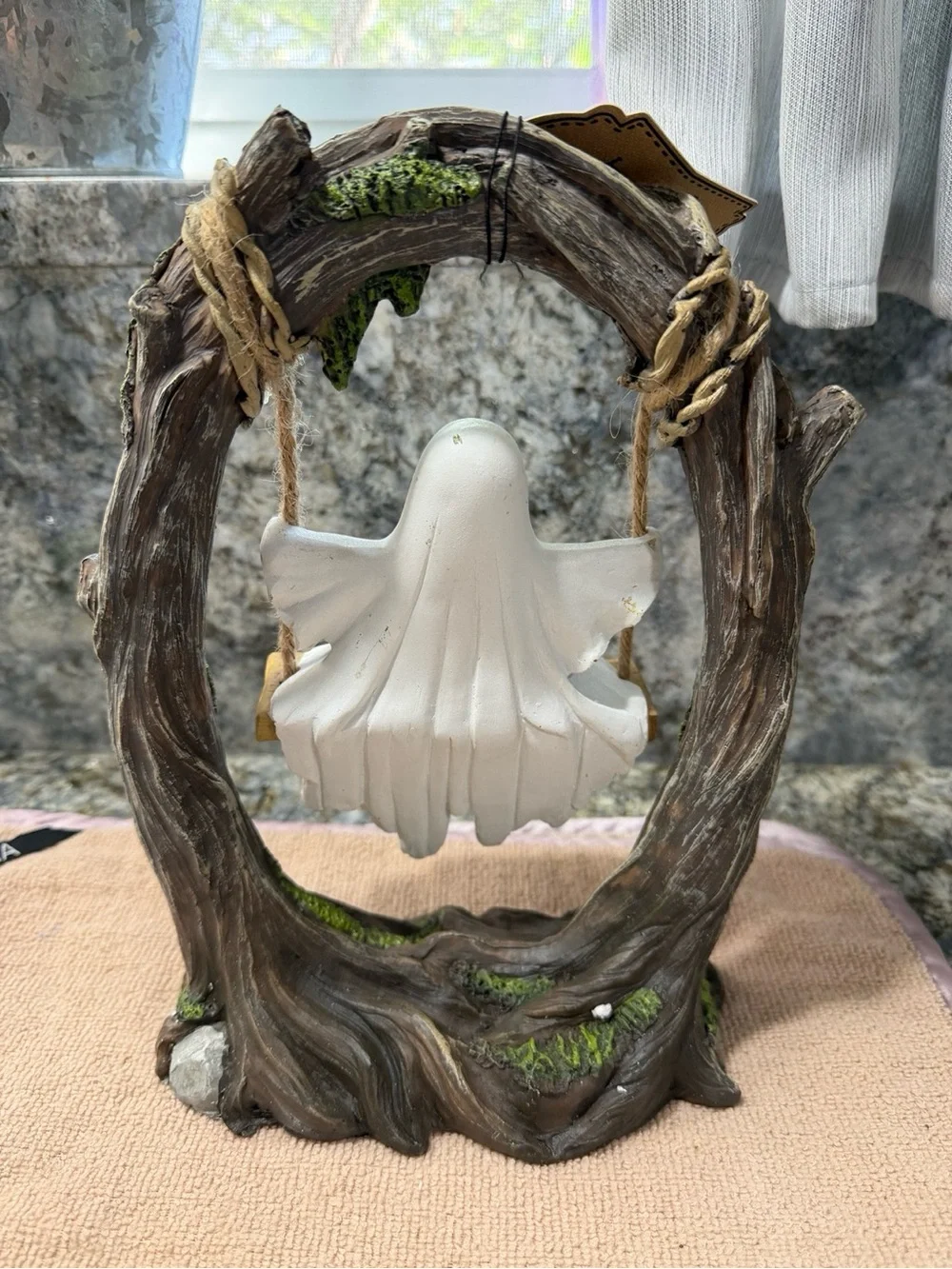 NWT Sweet Street Ghost on Tree Swing Halloween Figurine 10” Spooky Cute Decor
